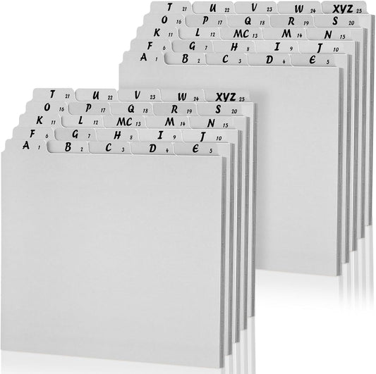 2 Set 50 Pcs Alphabet File Dividers Top Tab File Guides Set, Heavyweight A-z Letter Size Filing Cabinet Dividers 1/5 Cut Tab Desk Organizer for Work School Office