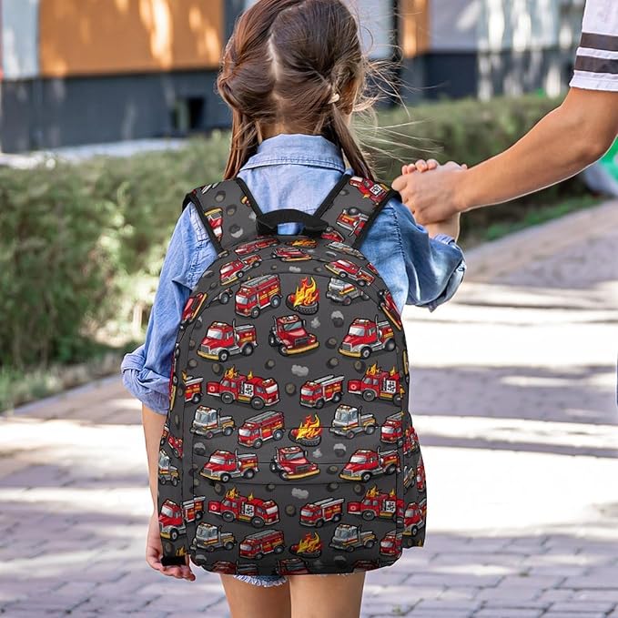 17 Inch Laptop Backpack Cartoon Fire Fighting Trucks Teen Girls Boys School Backpack Bags Travel Bookbag Back Pack Outdoor Daypack for Women Men