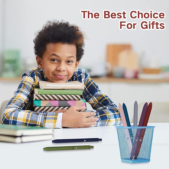 10Pcs Quick Dry Ink Pens,Retractable Gel Ink Pens,Fine Point Rolling Ball Gel Pen,Premium Smooth Writing Pens,0.5mm Cute Kawaii Pens for School Home Office Diary,Assorted Vintage Colors,Black Refill