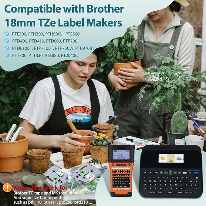 TZe-241 Label Tape 18mm Replacement for Brother P Touch TZe 18mm 0.7 Laminated White TZe241 Label Maker Tape Work for Brother PTD600 PTD400AD PT-P710BT, 3/4 Inch 26.2 Feet(8m), 4-Pack