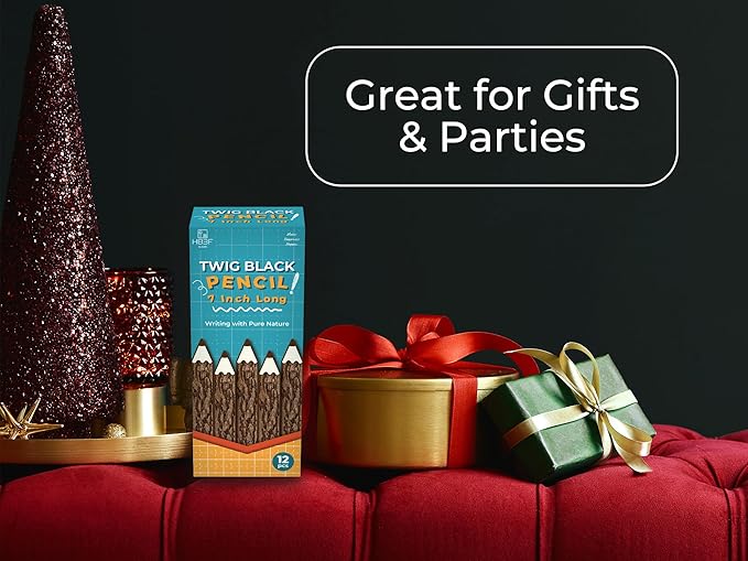 BSIRI Black Pencils Wood Pack of 12 in 7 Inch Tree Bark Wooden Favors in Rustic Twig Pencils Unique Gifts Camping Lumberjack Decorations Party Supplies Novelty Gifts as Natural Pencil