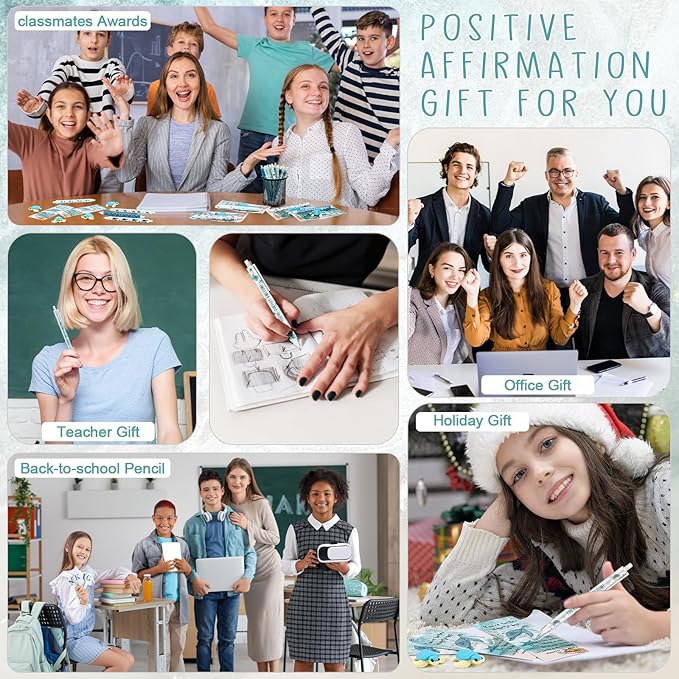 60 Sets Inspirational Turtle Gifts Bulk 6 Styles 0.7 mm Motivational Mechanical Pencils with Erasers Positive Cards Back to School Gifts for Student Teacher Coworker Office Supplies