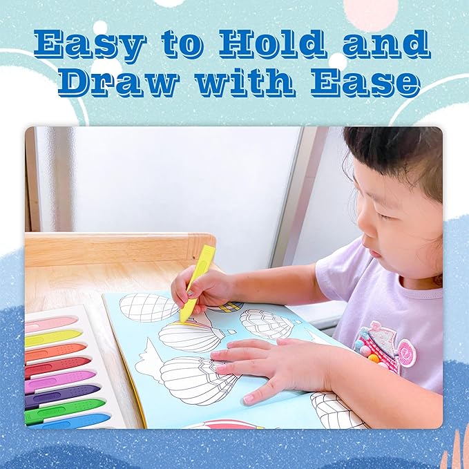 Triangle Jumbo Toddler Crayons 12 Count, Non Toxic Unbreakable Crayons, Easy-Grip Washable, Safe Coloring Gifts for Babies and Children