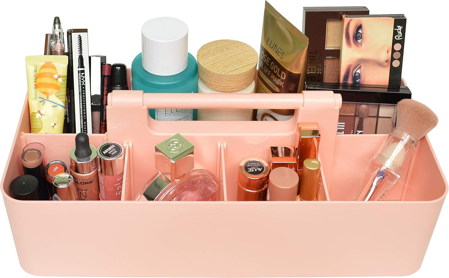 -Large Portable Caddy, DIY Dividers, 8 Compartments, Basket with Handle Storage Organizer Modern Made in USA (6 PACK, Indie Pink)