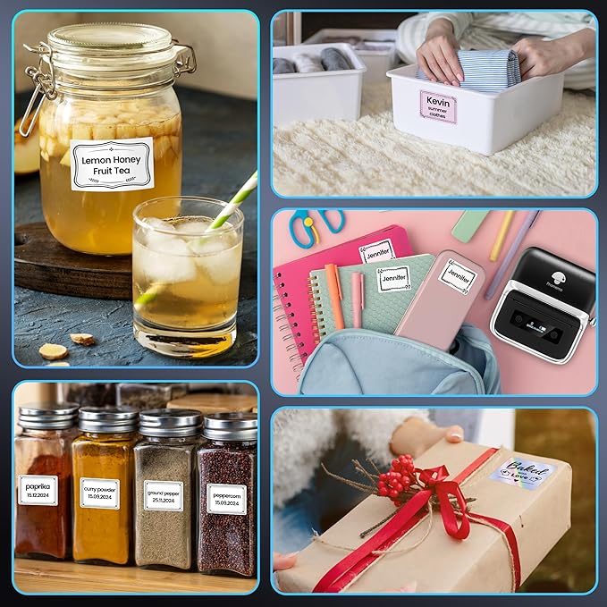 Phomemo M250 3 Inch Label Maker Machine with Tape, 2025 Upgrade Portable Barcode Label Printer for Business, Home, Logo Label, Thermal Address Label Maker with 100 Labels, 40x30mm