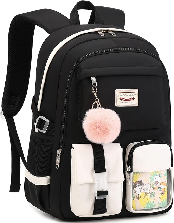 SHADOW VISION School Backpacks for Girls Backpack Cute Teen Girl Bookbag School Bag Backpack for Girls Teens (Black)