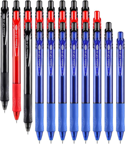 32 Pcs Retractable Gel Pens Fine Point (0.5mm) Rollerball Pens for Smooth Writing Women Men Gifts, (Black&Red&Blue Ink) for Journaling School and Office Supplies Use
