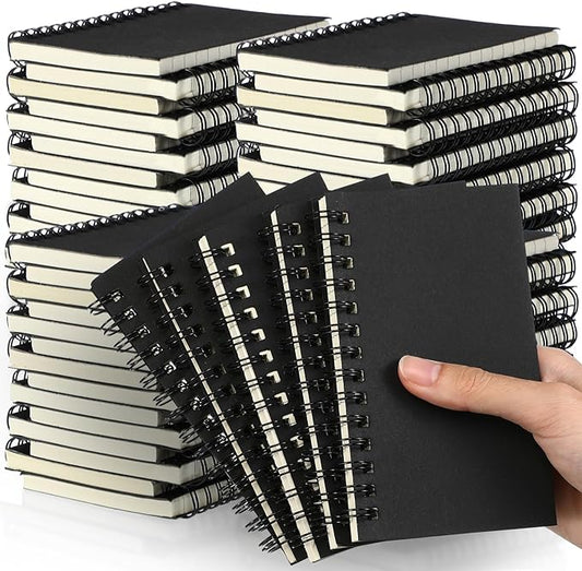 Jutom 54 Pcs Small Spiral Notebooks Memo Pads 3x5 Bulk Small Pocket Notebooks Mini Notepads with Lined Pages Mini Journals for Office Back to School Work Writing Supplies, 120 Pages (Black)