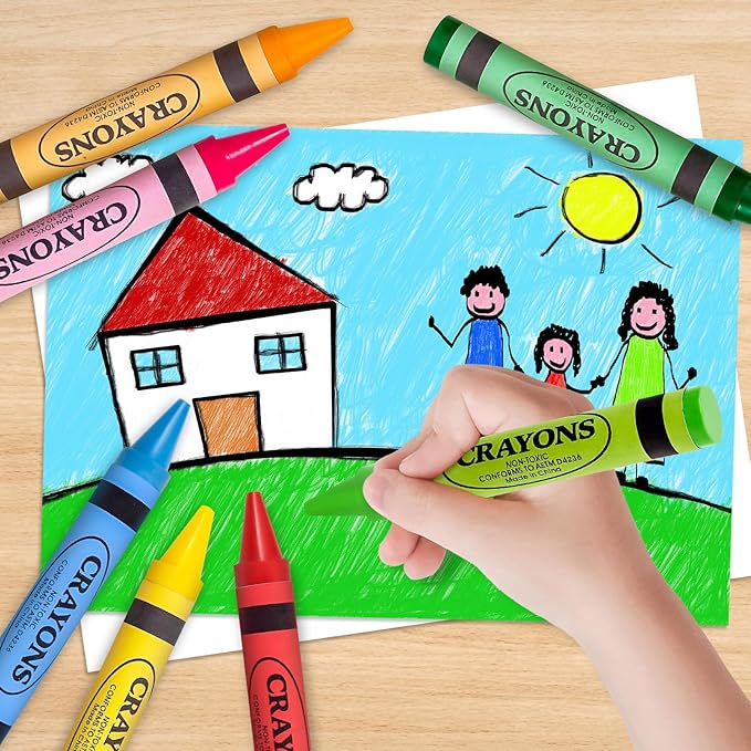 24 Colors Jumbo Crayons for Toddlers 1-3, Easy to Hold Large Crayons for Kids Ages 2-4, Non-Toxic Big Crayon for Kids Coloring & Art Supplies, Ideal Birthday Gift Easter Party Favor for Boys Girls