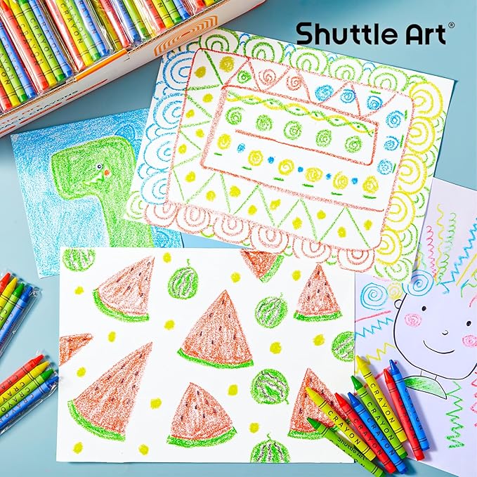 Shuttle Art Crayons Bulk Set - 200 Packs of 4 Assorted Colors (Total 800 Pieces), Non-Toxic Crayons Individual Packs for Party Favors, Restaurants, School Supplies for Teachers