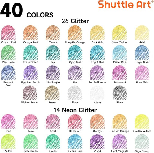 Shuttle Art 80 Pack Glitter Gel Pens, 40 Colors Glitter Gel Pens Set with 40 Refills for Adults Coloring Books Drawing Crafts Scrapbooking Journaling