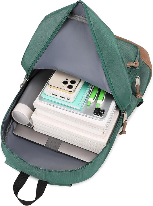 abshoo Classic Backpack for School College Bookbag Middle High School Bakcpacks for Teen Casual Daypack (Green)
