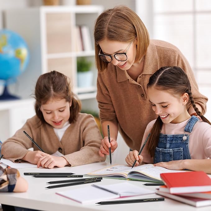 VUSIGN Pencils Bulk - 72 Pack 2B Pre-sharpened Drawing Pencils, With 1 Sharpener & 2 Erasers, for Art,Sketching, Shading, School & Office Supplies, Black