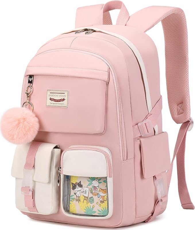 SHADOW VISION School Backpacks for Girls Backpack Cute Teen Girl Bookbag School Bag Backpack for Girls Teens (Pink)