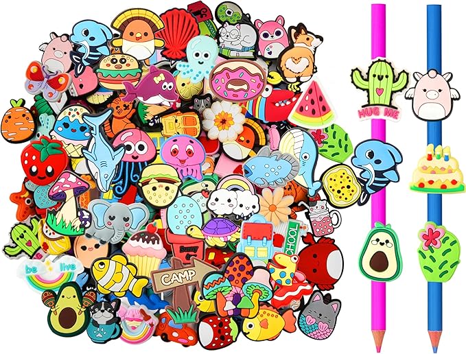 Kaiyuan Dynasty 50pcs Pencil Topper Decorations Random Cute Pencil Topper For Kids Lovely Pencil Clips For Classroom Reward Students School Prize Easter Egg Fillers