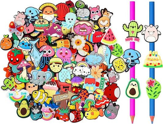 Kaiyuan Dynasty 50pcs Pencil Topper Decorations Random Cute Pencil Topper For Kids Lovely Pencil Clips For Classroom Reward Students School Prize Easter Egg Fillers