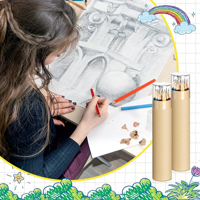 36 Pack 432pcs #2 HB Pencils Bulk in Tube with Sharpener Assorted Colors Wood-cased Pre-sharpened Pencils for Kids Student Back to School Supplies Classroom Prize Party Favor Gifts (Wooden)