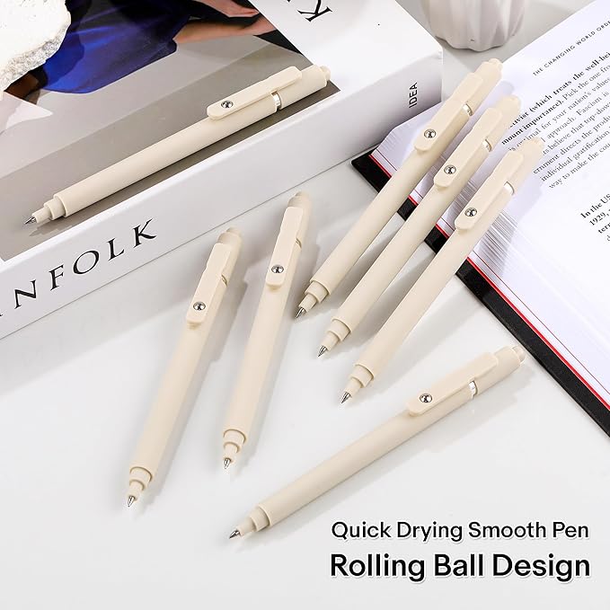 RIANCY Gel Pens, 0.5mm Black Ink Quick Dry Ball Point Pens, Fine Point Smooth Writing Pens, Cute Aesthetic Gifts Set for Men Women Journaling, Office School Stationery Supplies