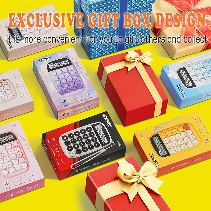 VEWINGL Mechanical Switch Calculator, 10 Digit LCD Display and Buttons, Great for Everyday Life and Basic Office Work, with Battery