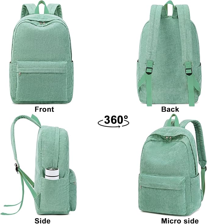 School Backpack for Teens Large Corduroy Bookbag Lightweight 15.6 inch Laptop Bag for Girls Women Casual High School College