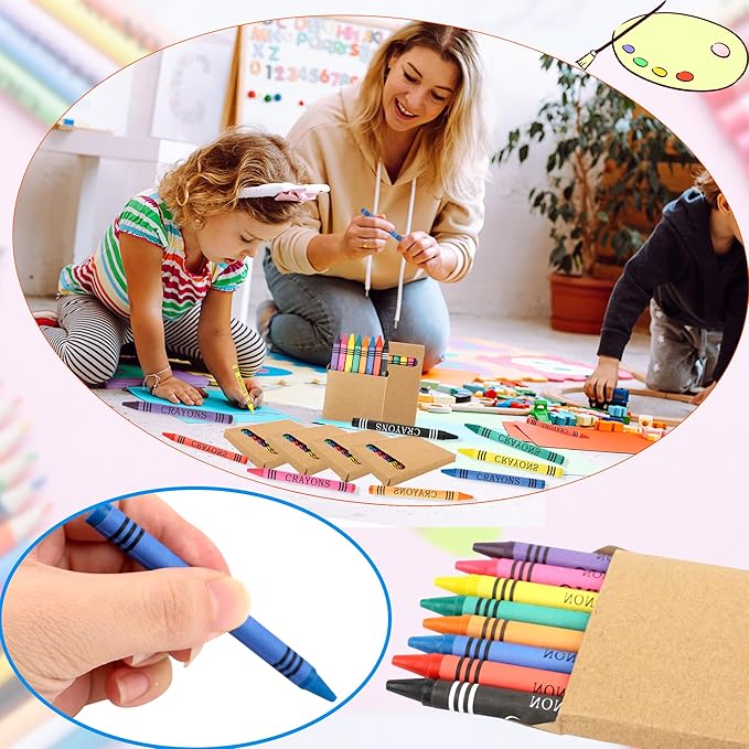 54 Pack Color Crayons Bulk Mini Crayon Boxes Wrapped Wax Crayons Pack Kids Classroom Art Craft School Student Teacher Party Supplies Birthdays Gifts