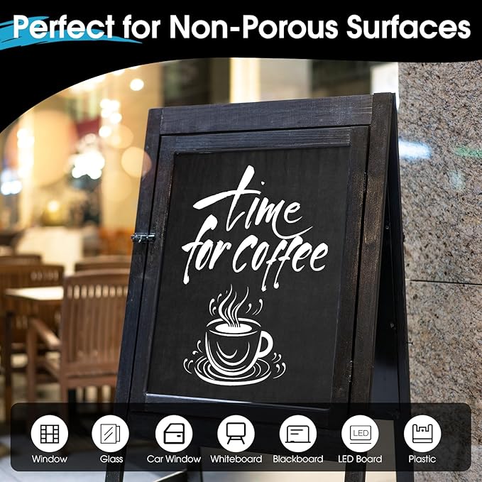 Fuutreo 20 Pack White Jumbo Chalk Markers 10mm Liquid White Chalk Markers Window Pen Whiteboard Paint Pens Erasable for Cars Windows