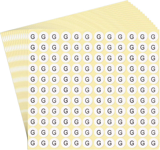 dealzEpic - Alphabet Stickers of The Letter G - Small Round Paper Self-Adhesive Peel and Stick Letter Labels - Set of 15 Sheets