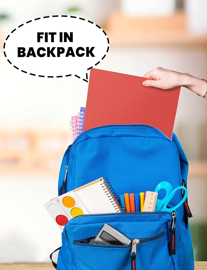 SUNEE Folders with Pockets 3 Hole Punched(50 Pack, Red), 2 Pocket Folders Fit Letter Size Paper, Paper File Folder for School Office Home Business