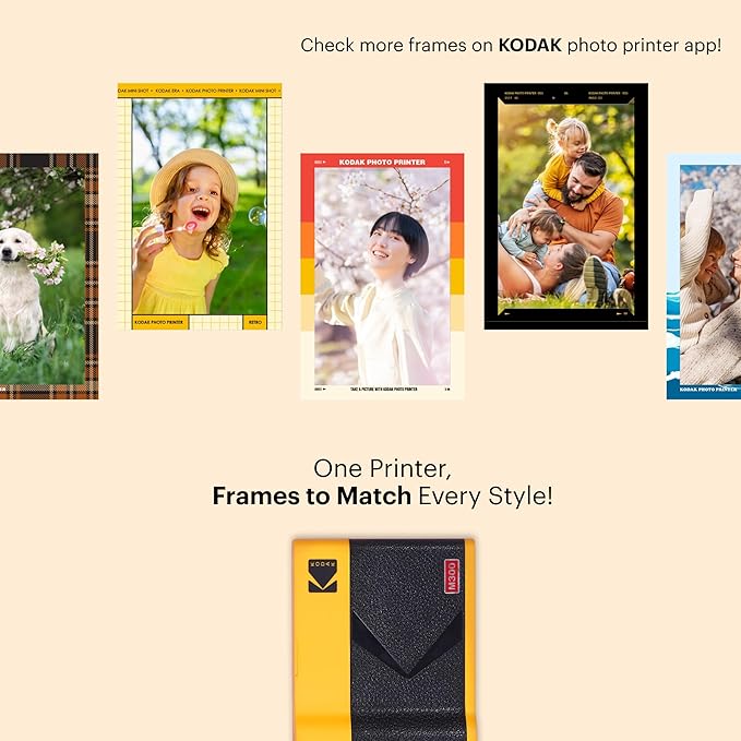 KODAK Mini 2 ERA 4PASS Portable Photo Printer (Yellow, Printer + Initial 8 Sheets + 60 Sheets + Accessories)