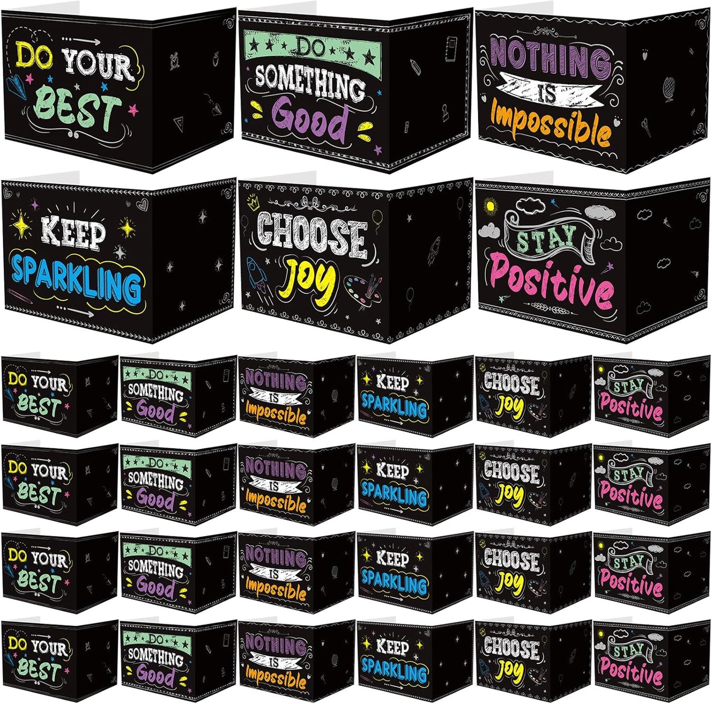 Honoson 24 Pcs Bulk Inspirational Privacy Folders for Students Cardboard Test Privacy Boards Motivational Words Desk Dividers Shield for Classroom School Study Supplies, 6 Styles(Blackboard)
