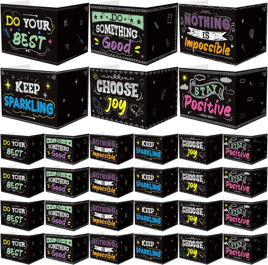 Honoson 24 Pcs Bulk Inspirational Privacy Folders for Students Cardboard Test Privacy Boards Motivational Words Desk Dividers Shield for Classroom School Study Supplies, 6 Styles(Blackboard)