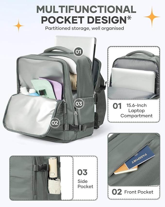 Large Travel Backpack for Women Airline Approved Carry on Backpack for Airplanes Mochila De Viaje Spirit Airlines Personal Item Bag 18x14x8 Personal Item Travel Bag Backpack for Traveling on Airplane