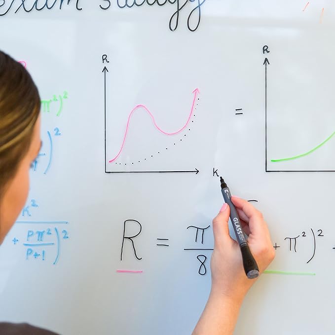 U Brands Fine Tip Liquid Glass Whiteboard Markers with Eraser for Glass Boards, Dry Erase Boards, and Chalk Boards, Assorted Bright Colors, Set of 12