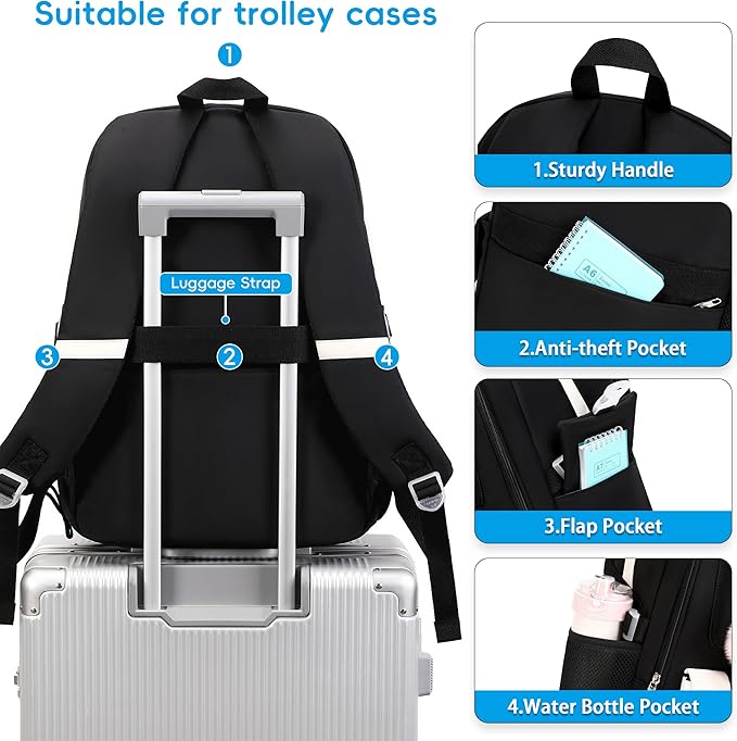 SHADOW VISION School Backpacks for Girls Backpack Cute Teen Girl Bookbag School Bag Backpack for Girls Teens (Black)