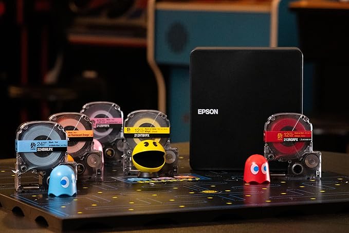 Epson LABELWORKS 212VTBYPX Genuine Tape Cartridge - Black on Yellow Flexible and Durable Vinyl Industrial Label Maker Tape - 1/2" (12MM) Wide, 22.9 ft