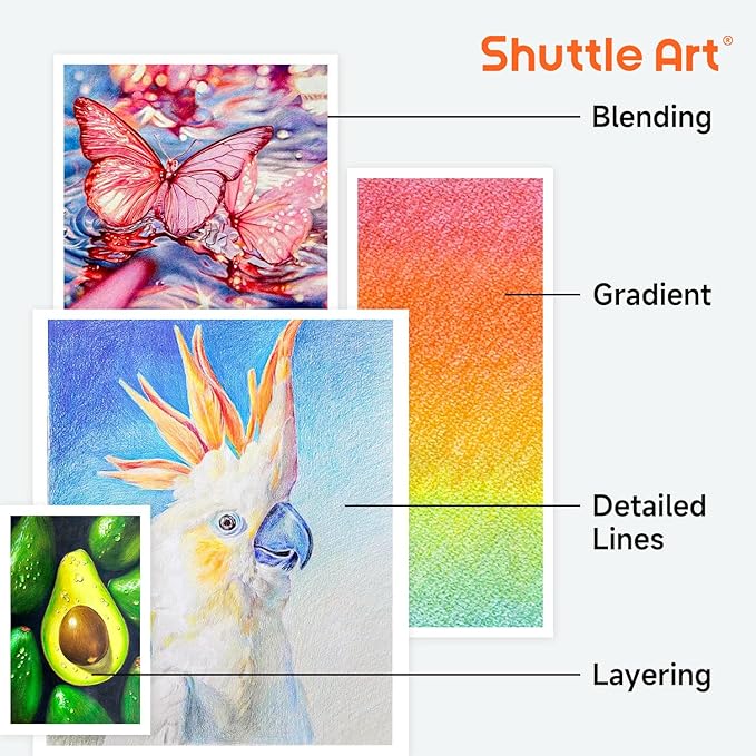 Shuttle Art 172 Colored Pencils, Soft Core Color Pencil Set for Adult Coloring Books Artist Drawing Sketching Crafting