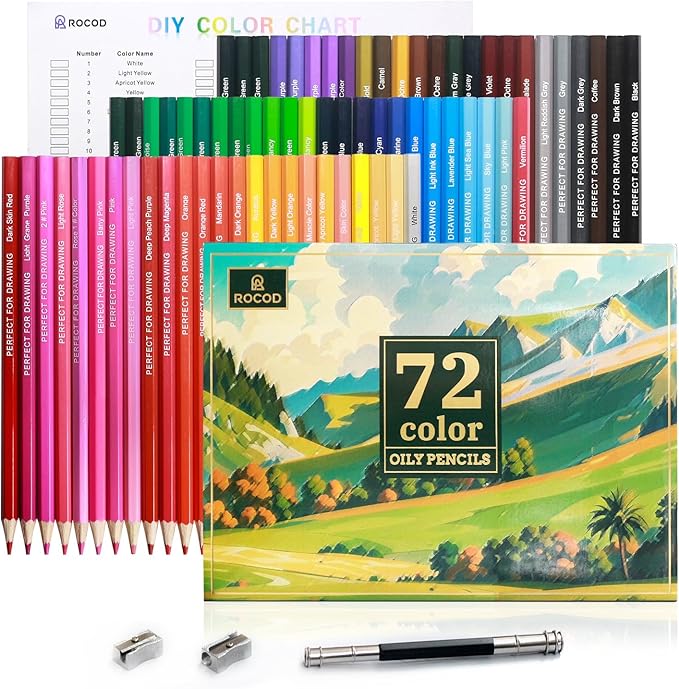Colored Pencils for Adult Coloring Books, 72 Color Pencil Set, Soft Core Coloring Pencils, Colour Drawing Pencil Set with Sharpener for Adult Artist Coloring, Drawing, Sketching