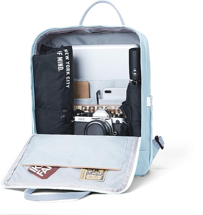 KALIDI Casual Laptop Backpack 15 Inches Classic Camping Rucksack Travel Outdoor Square Daypack College Hiking Gym Bag, Sky Blue