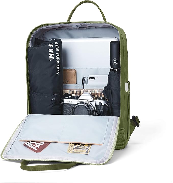 KALIDI Casual Laptop Backpack 15 Inches Classic Camping Rucksack Travel Outdoor Square Daypack College Hiking Gym Bag, Army Green