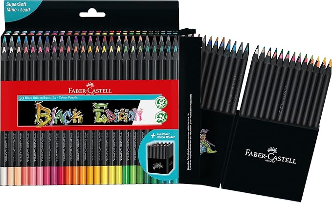 Faber-Castell Black Edition Colored Pencils, Classic 1 Count (Pack of 50)