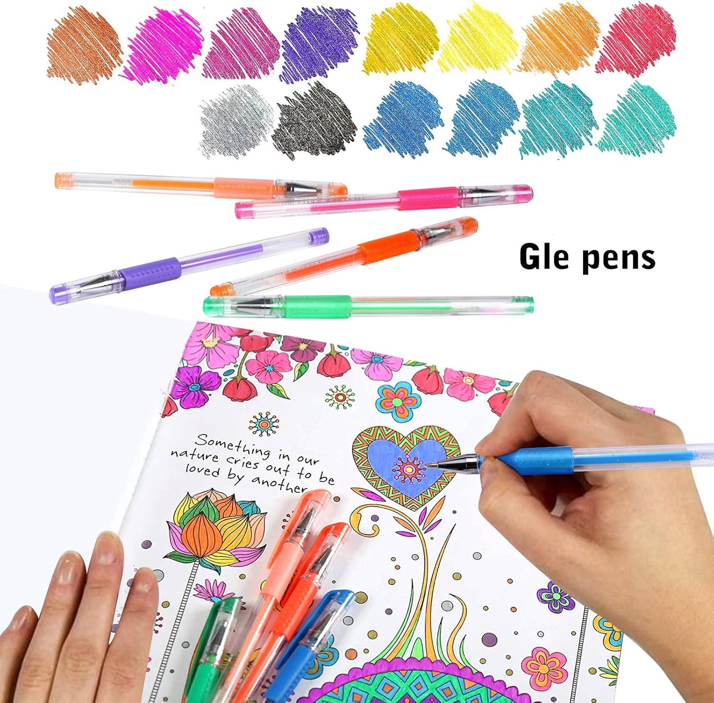 200 Pack Gel Pen Set 100 Colored Gel Pen with 100 Refills,Glitter Gel pens 40% More Ink with Canvas Bag for Kids Coloring Books Drawing Crafts Scrapbooks Journaling Planner