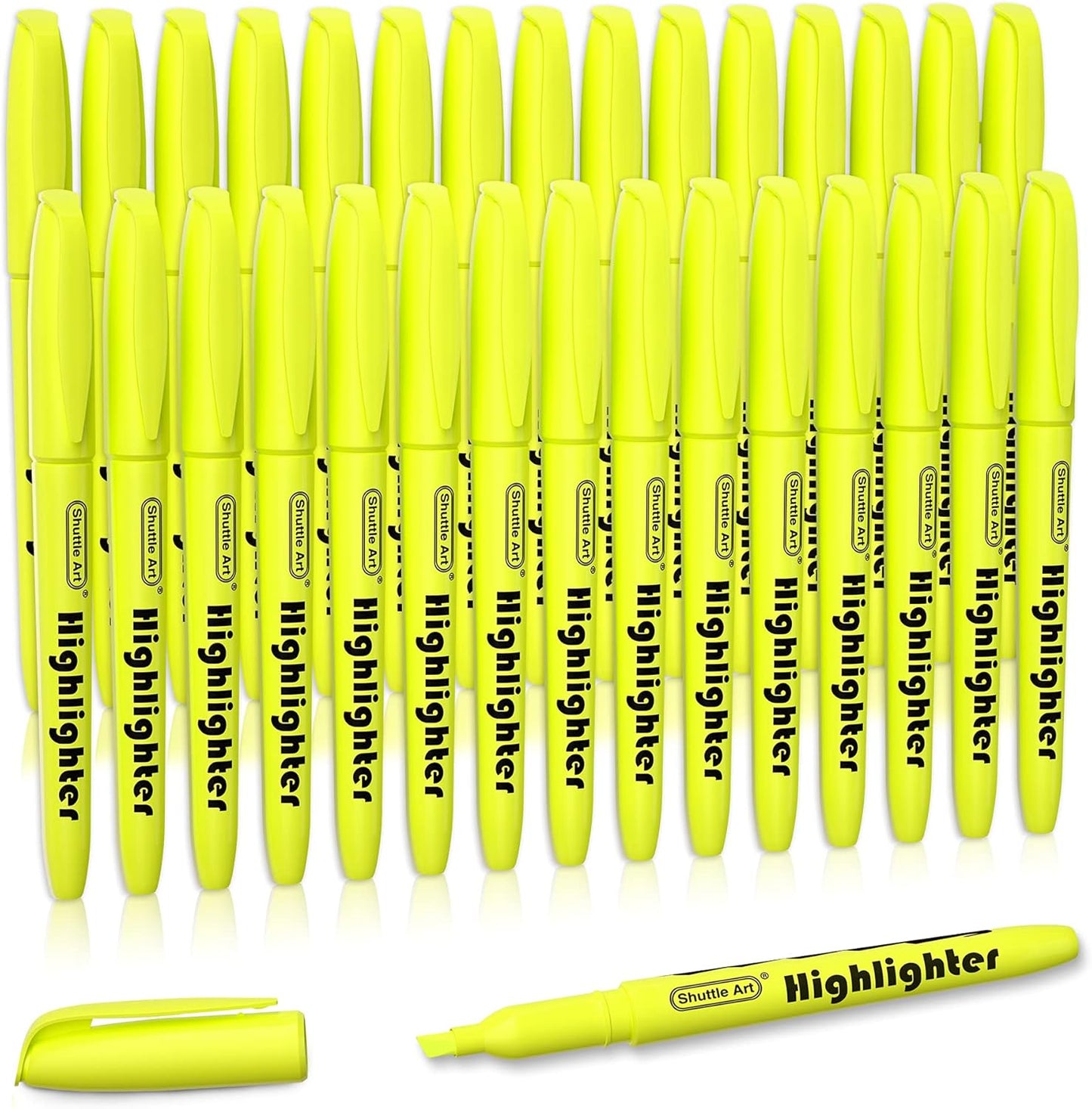 Shuttle Art Yellow Highlighters, 30 Pack Highlighters Bright Colors, Chisel Tip Dry-Quickly Non-Toxic Highlighter markers for Adults Kids Highlighting in Home School Office