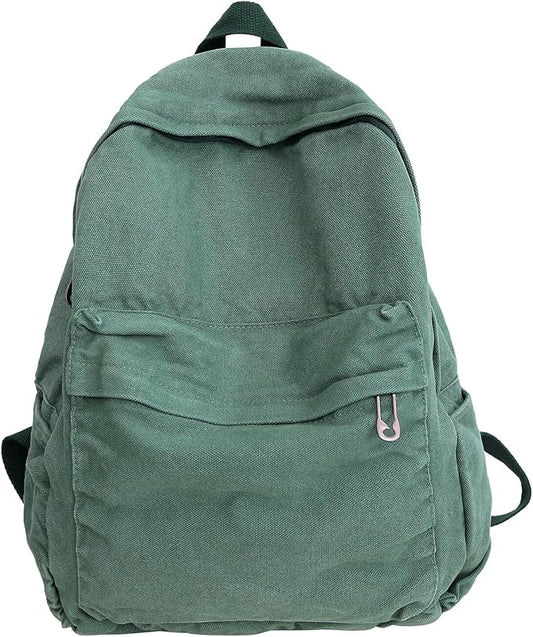 Vintage Canvas Backpack for Women Grunge Hippie Cute Boho School Backpack Casual Y2K Aesthetic Backpack (Green)