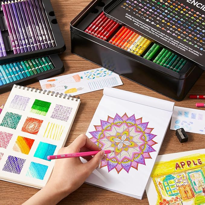 Shuttle Art 180 Colored Pencils, Soft Core Coloring Pencils Set with 4 Sharpeners, Professional Color Pencils for Artists Kids Adults Coloring Sketching and Drawing