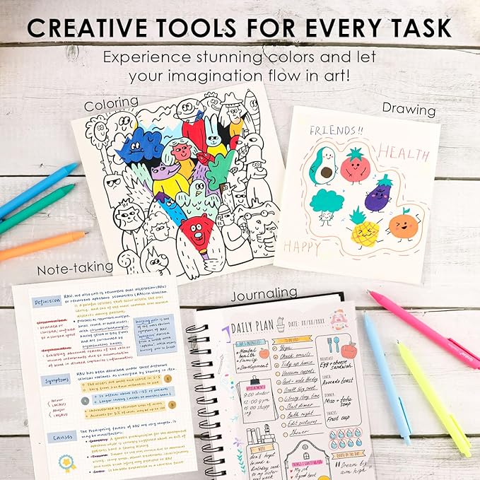 Grabie Acrylic Gel Pens, 0.6mm Fine Point Retractable Gel Pens for Journaling Note Taking, Pack of 12