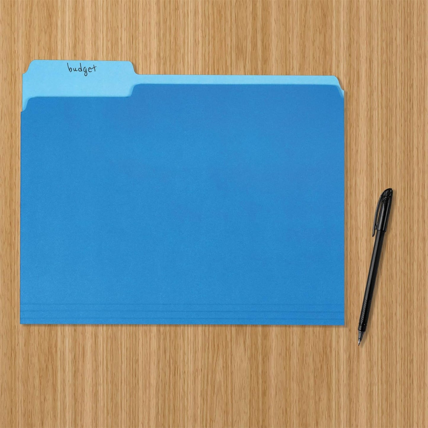 Amazon Basics File Folders, Letter Size, 1/3 Cut Tab, Sturdy with Tabs for Organizing and Filing, Blue, 36-Pack