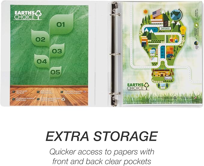 Samsill Earth's Choice 1 Inch Round Ring View Binder, Eco-Friendly and USDA Certified, White, Bulk Binder 12 Pack (MP128937)