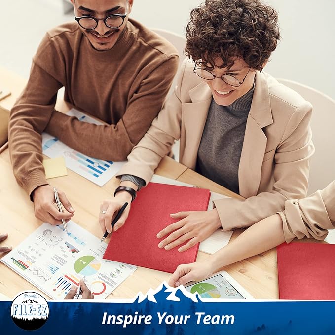 FILE-EZ Two-Pocket Folders, Red, 125-Pack, Textured Paper, Letter Size (EZ-32458)