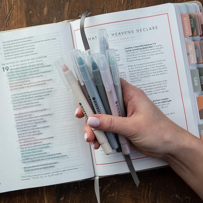 DIVERSEBEE Bible Highlighters and Pens No Bleed, 8 Pack Assorted Colors Gel Highlighters Set, Cute Bible Markers Study Journaling School Supplies and Accessories (Dusty)