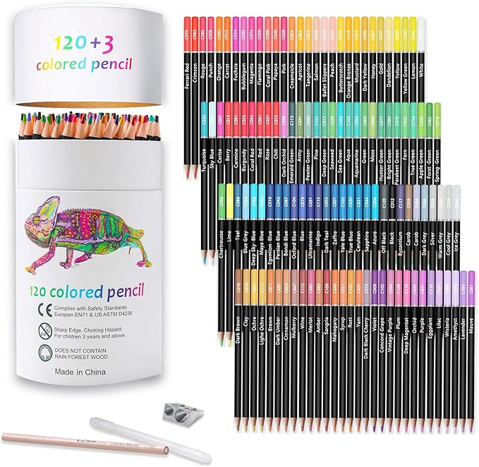 KALOUR Premium Colored Pencils,Set of 120 Colors,Artists Soft Core with Vibrant Color,Ideal for Drawing Sketching Shading,Coloring Pencils for Adults Beginners kids
